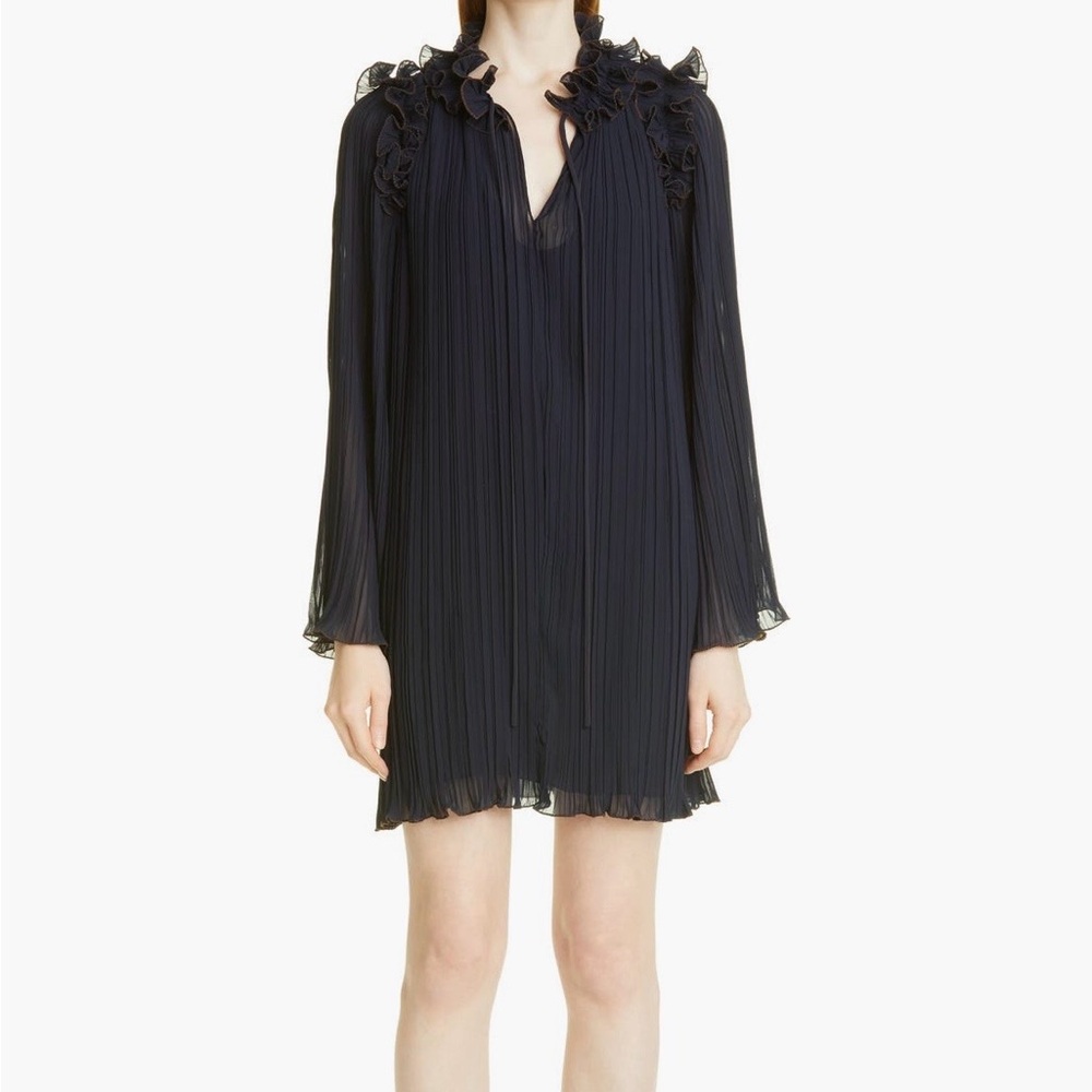 Rebecca Taylor Navy Blue Long Sleeve Dress